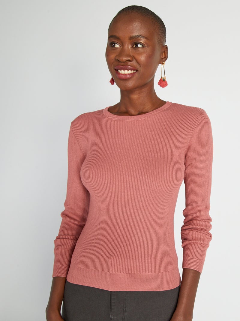 Camisola de malha canelada ROSA - Kiabi