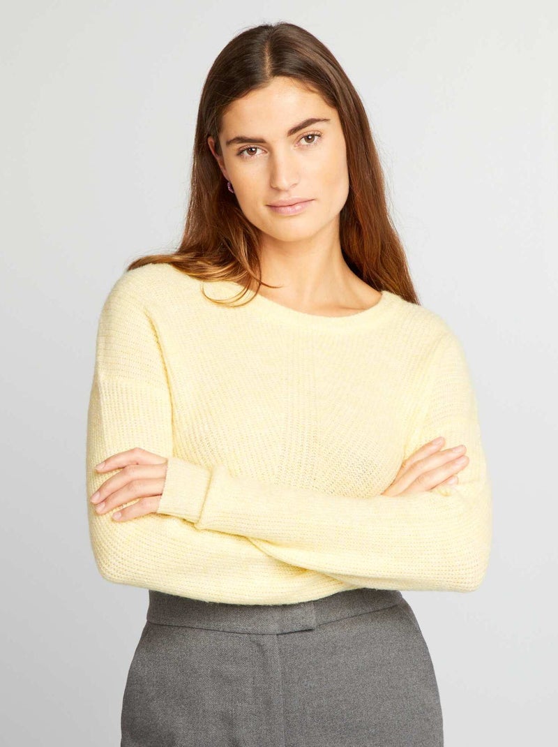 Camisola de malha canelada suave AMARELO - Kiabi