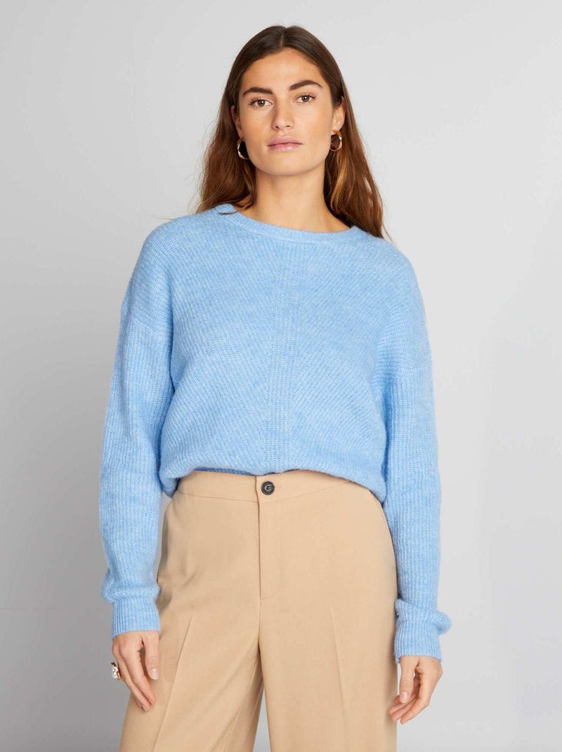 Camisola de malha canelada suave AZUL - Kiabi