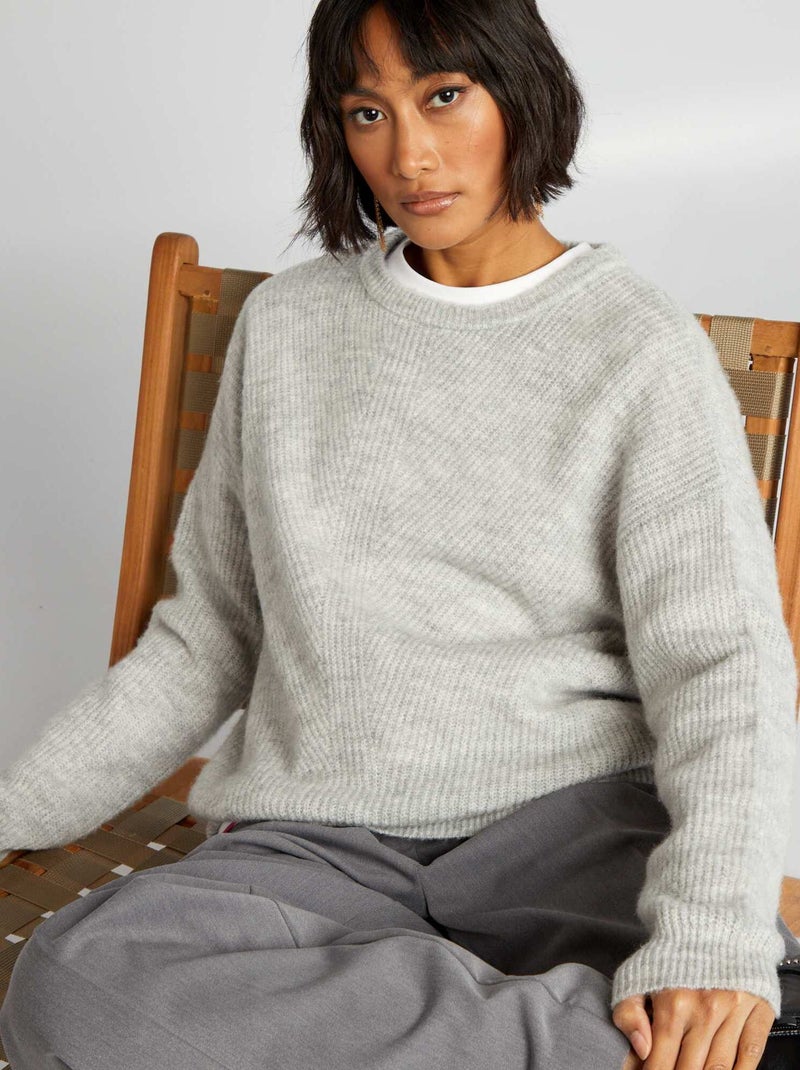 Camisola de malha canelada suave CINZA - Kiabi