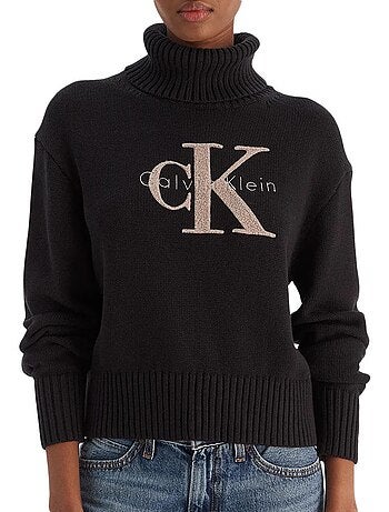 Camisola de Malha Chenille Calvin Klein Jeans Preta para Mulher
