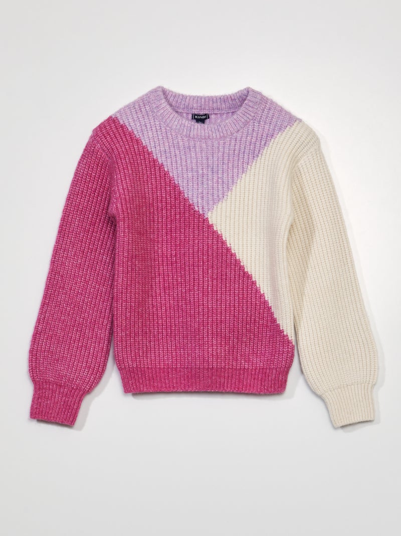 Camisola de malha color-block BRANCO - Kiabi