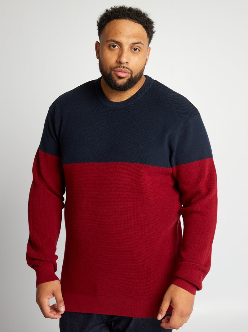 Camisola de malha color-block VERMELHO - Kiabi