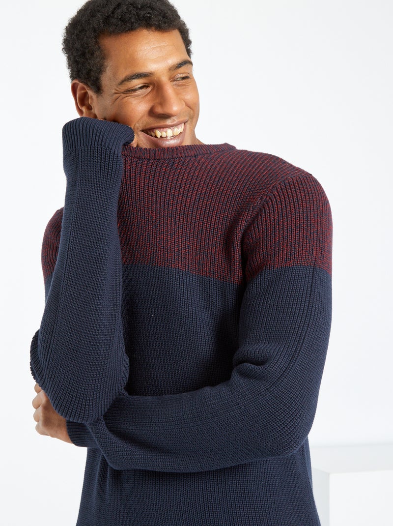 Camisola de malha 'color-block' VERMELHO - Kiabi