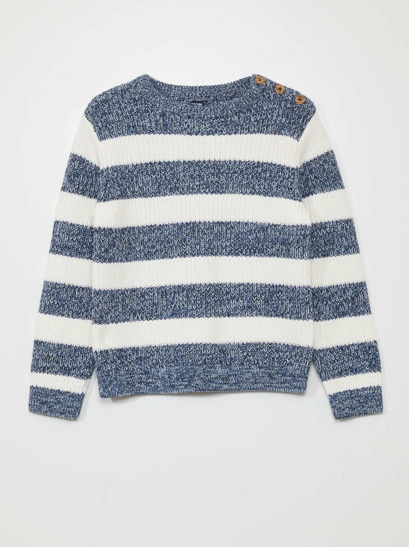 Camisola de malha com abertura com botões AZUL - Kiabi