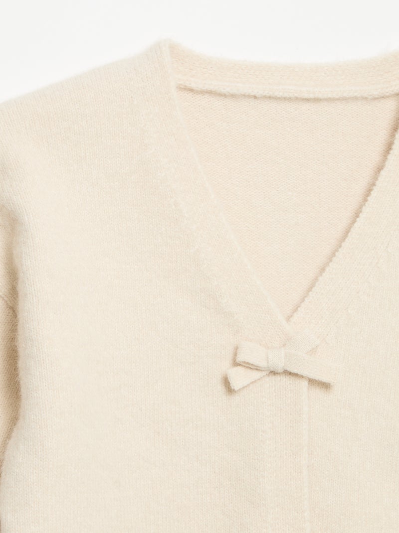 Camisola de malha com abertura de nós Branco - Kiabi