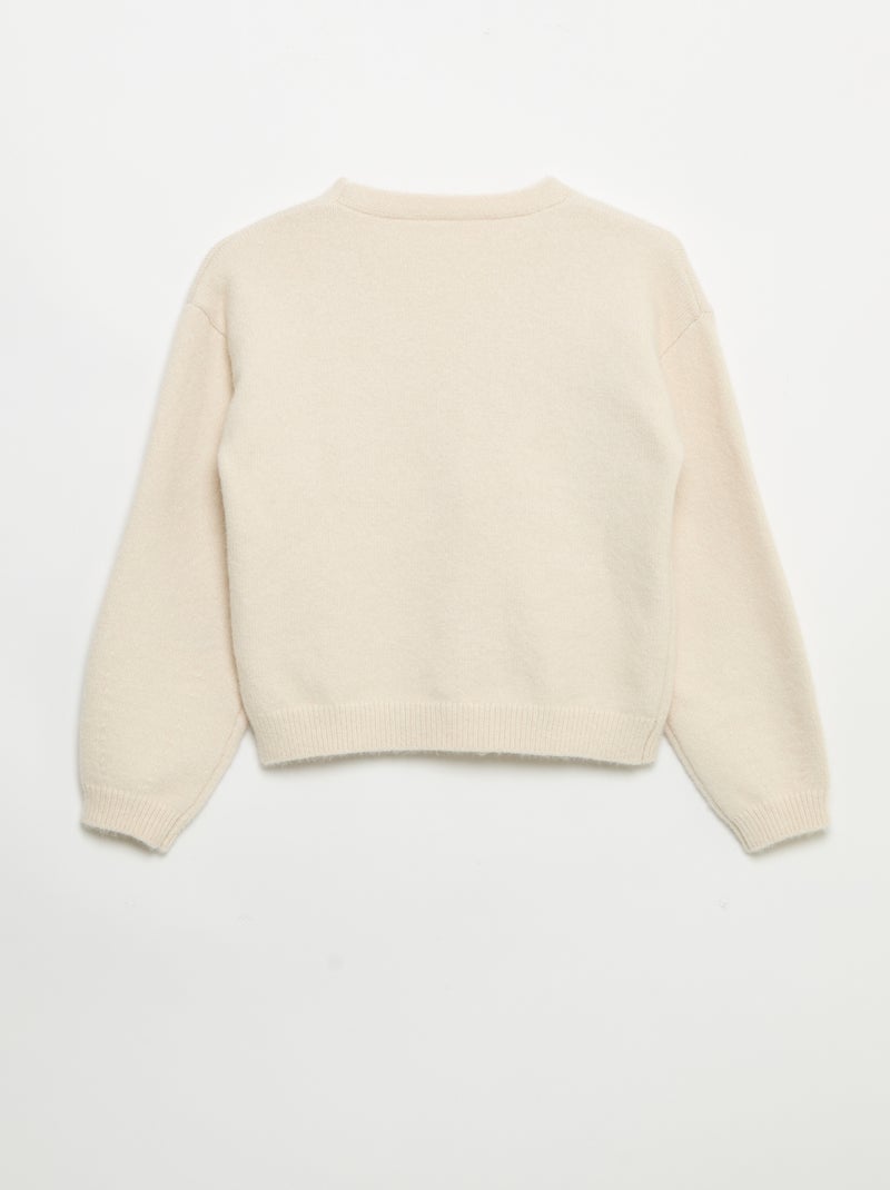 Camisola de malha com abertura de nós Branco - Kiabi