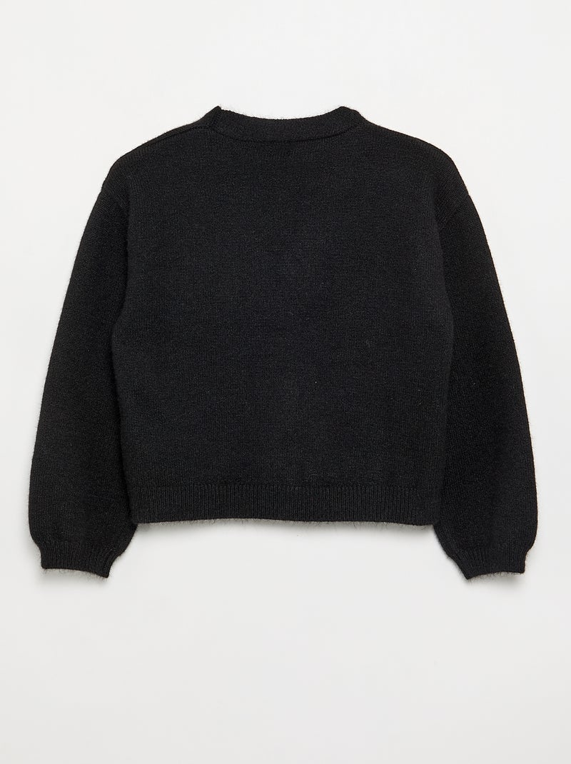 Camisola de malha com abertura de nós Preto - Kiabi