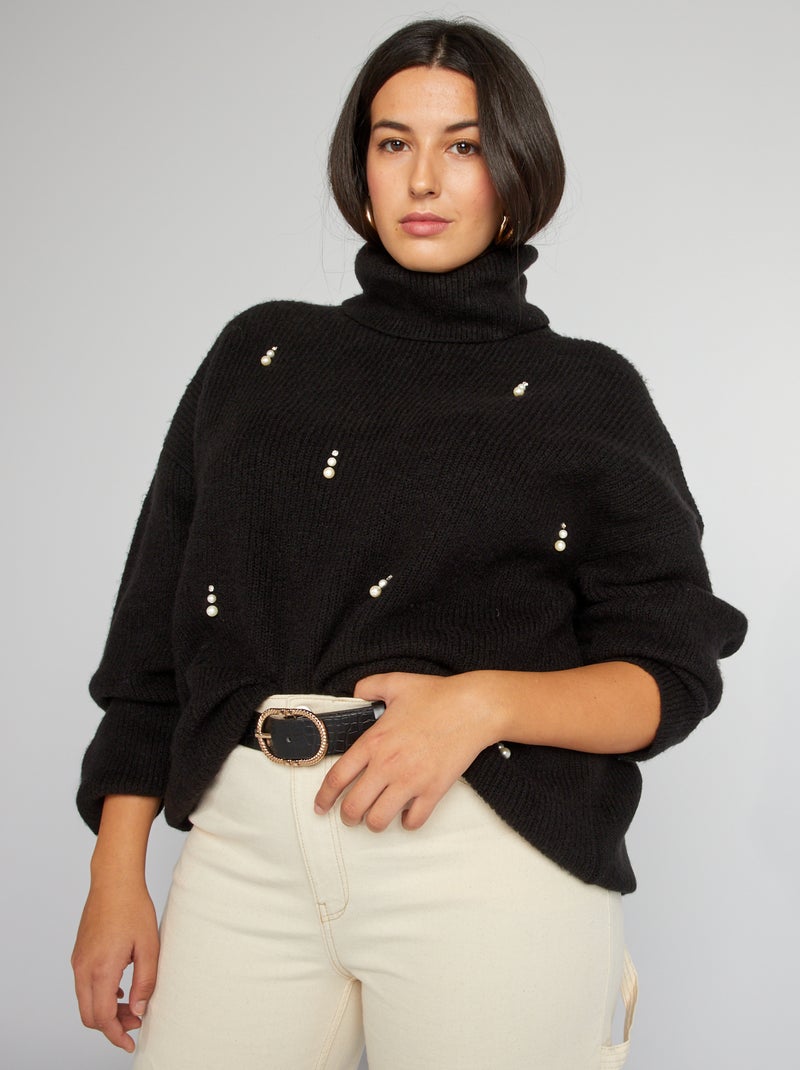 Camisola de malha com berloques Preto - Kiabi