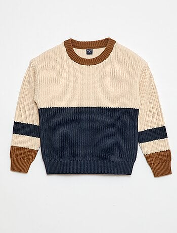 Camisola de malha com blocos de cor