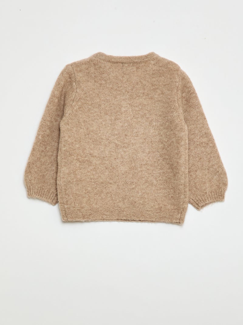 Camisola de malha com bordado Bege - Kiabi