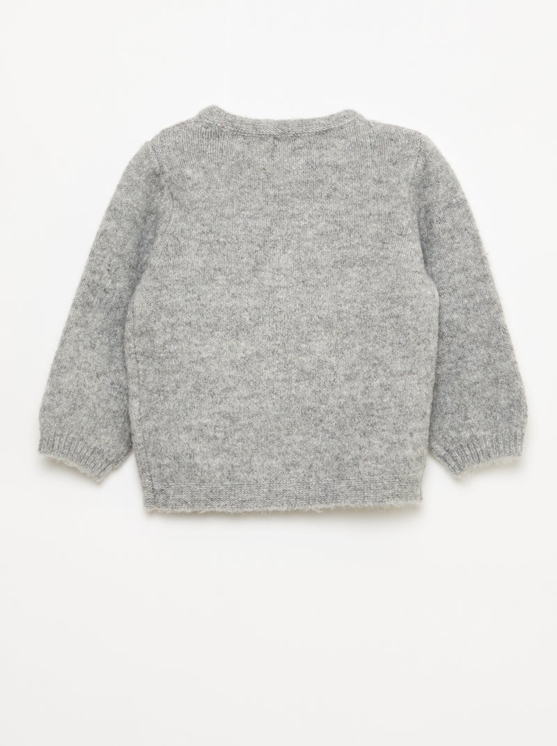 Camisola de malha com bordado Cinza - Kiabi