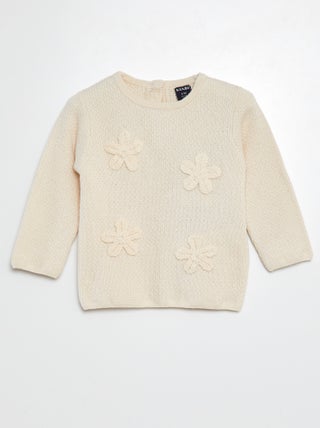 Camisola de malha com bordado flores