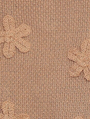 Camisola de malha com bordado flores