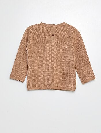 Camisola de malha com bordado flores
