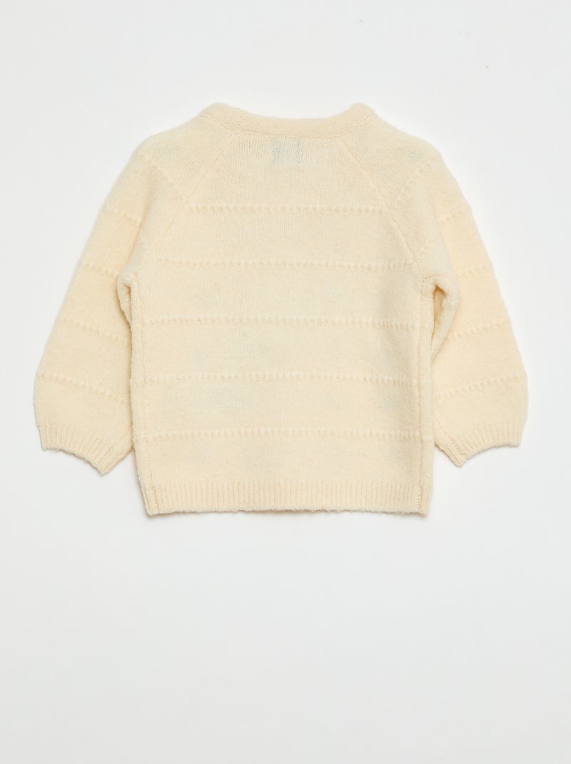 Camisola de malha com bordados Bege - Kiabi