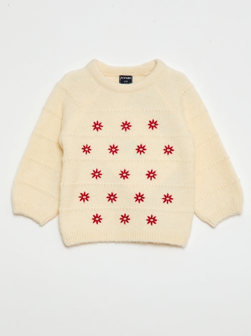 Camisola de malha com bordados - Kiabi