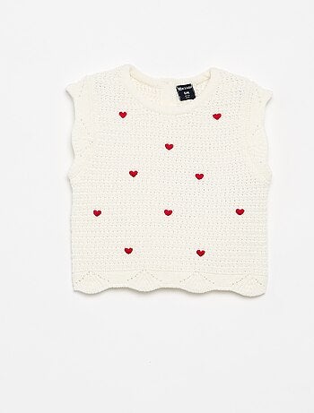 Camisola de malha com bordados de "corações