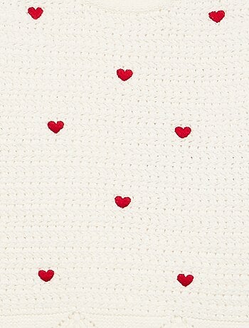 Camisola de malha com bordados de "corações