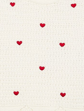 Camisola de malha com bordados de "corações