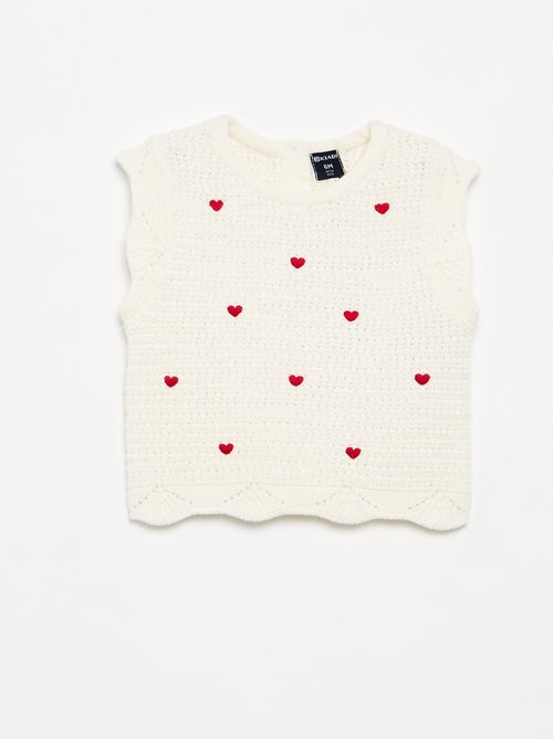 Camisola de malha com bordados de "corações" - Kiabi