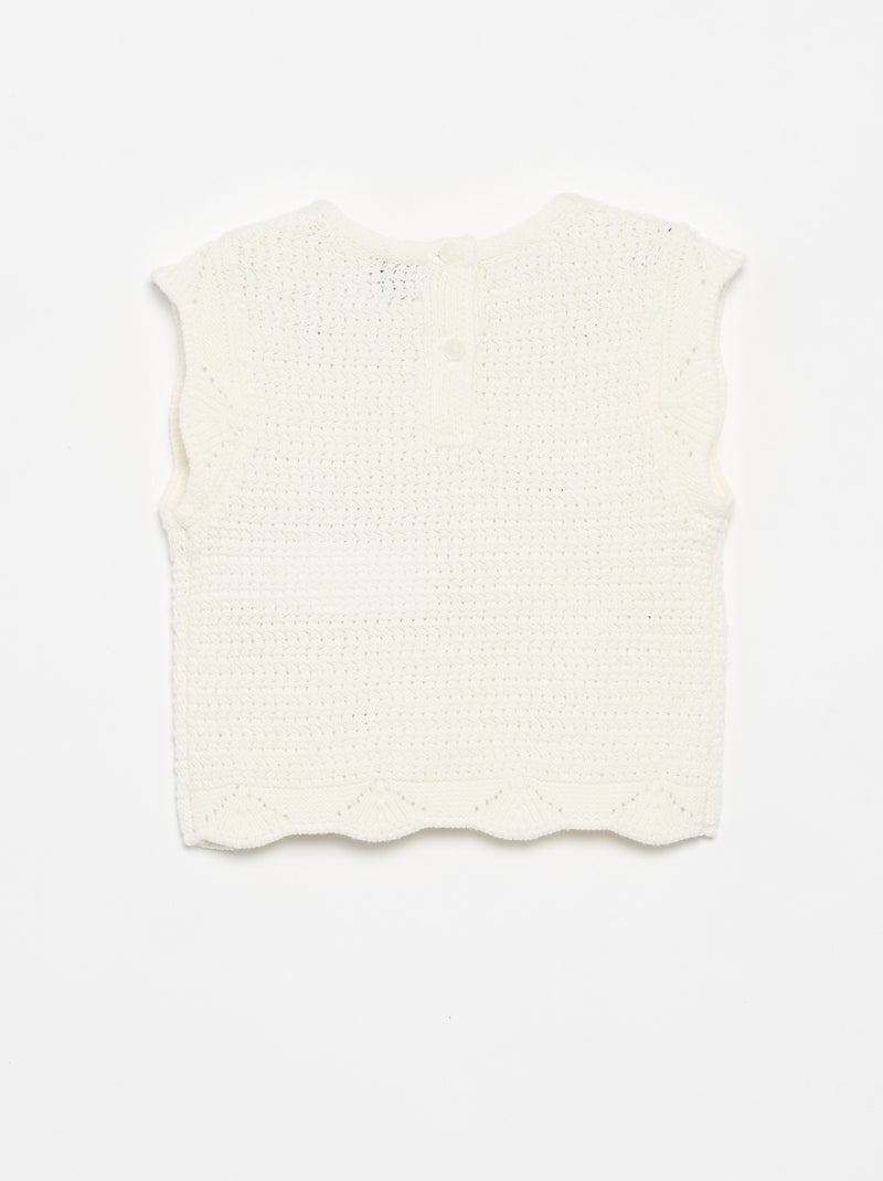 Camisola de malha com bordados de "corações" Branco - Kiabi