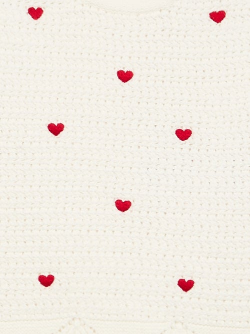 Camisola de malha com bordados de "corações" - Kiabi