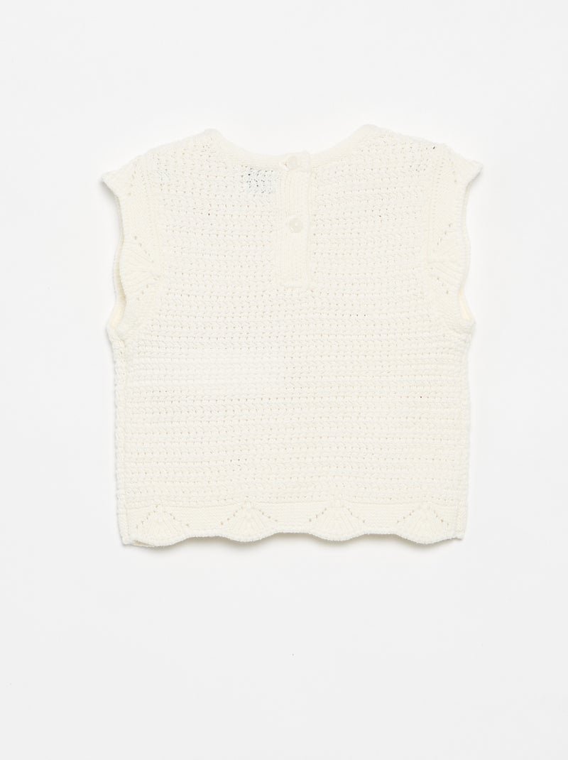 Camisola de malha com bordados de "corações" Branco - Kiabi
