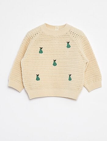 Camisola de malha com bordados 'pera'