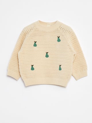 Camisola de malha com bordados 'pera'
