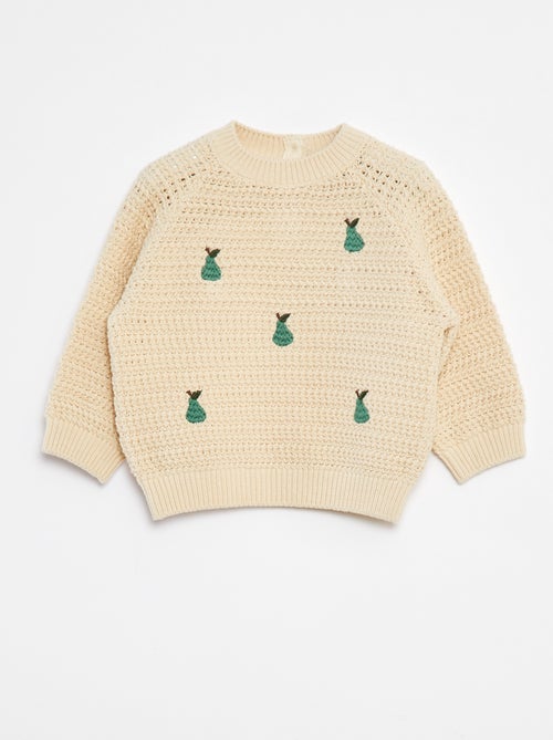 Camisola de malha com bordados 'pera' - Kiabi