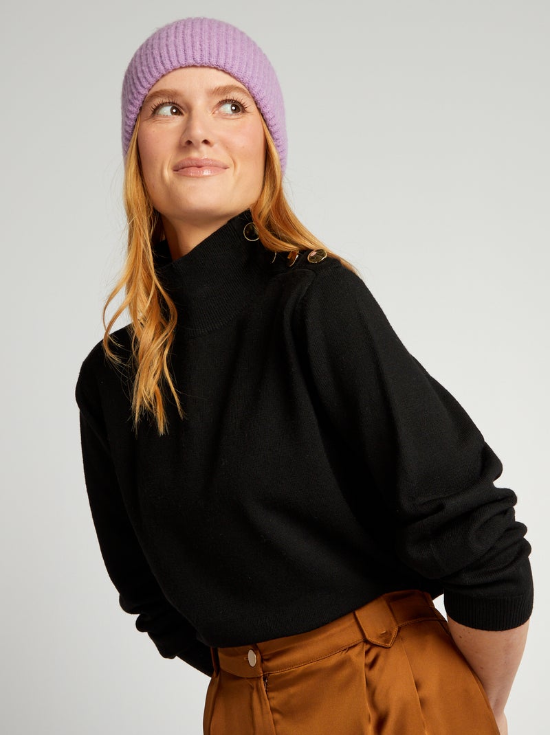 Camisola de malha com botões de fantasia Preto - Kiabi