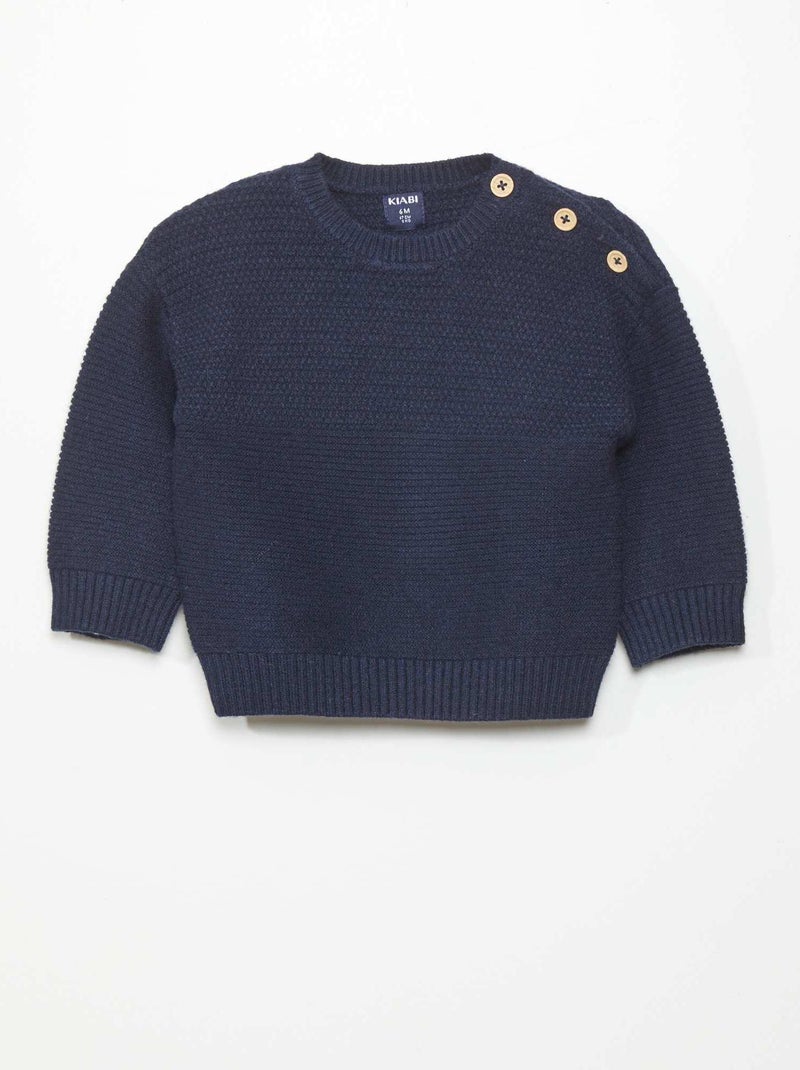 Camisola de malha com botões no ombro PRETO - Kiabi