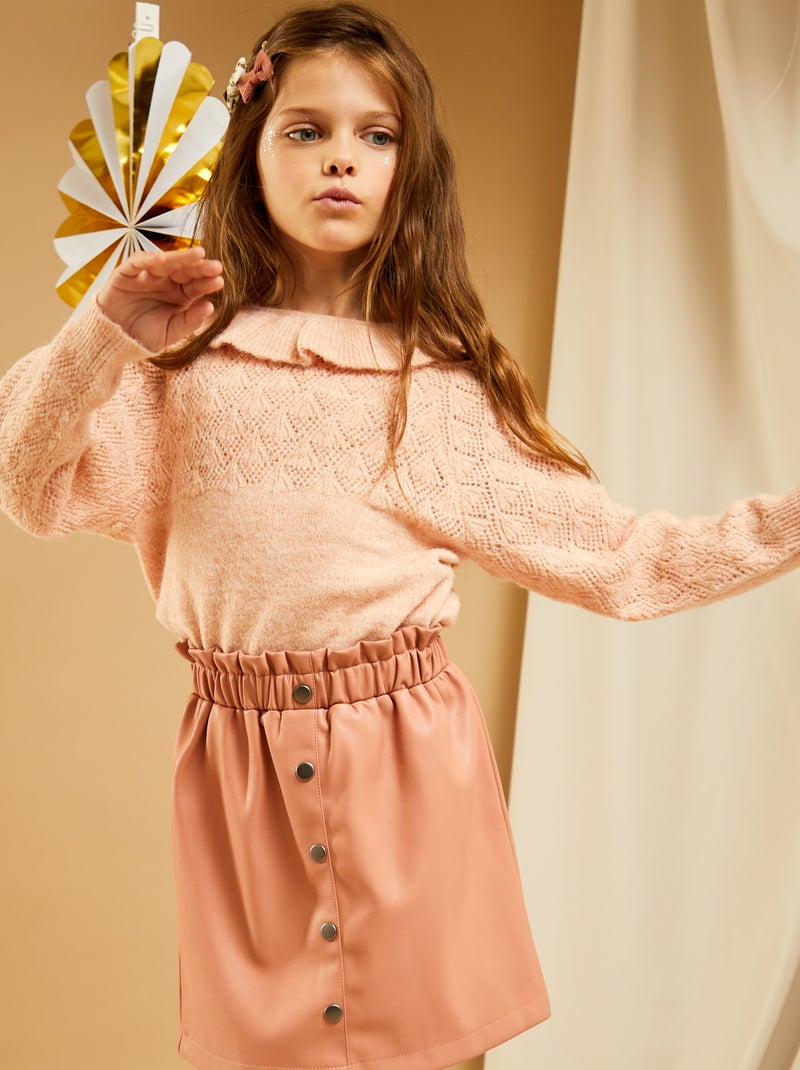 Camisola de malha com cabeção ROSA - Kiabi