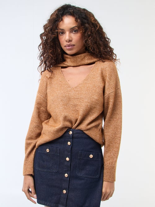 Camisola de malha com cachecol de malha grossa - Kiabi