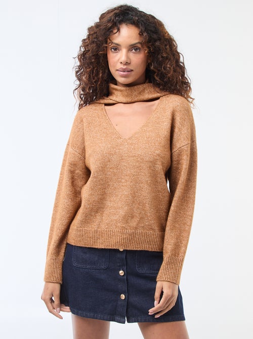Camisola de malha com cachecol de malha grossa - Kiabi