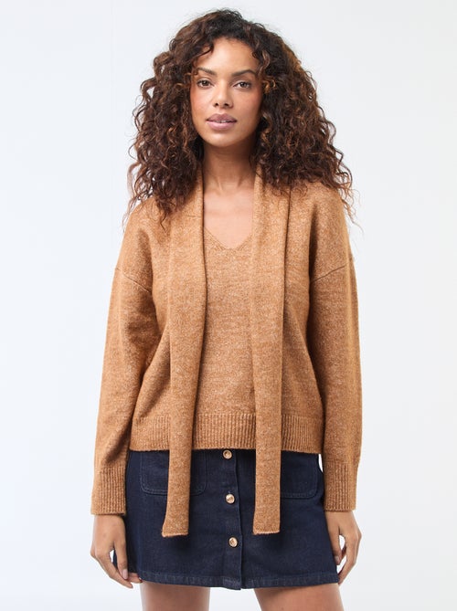 Camisola de malha com cachecol de malha grossa - Kiabi
