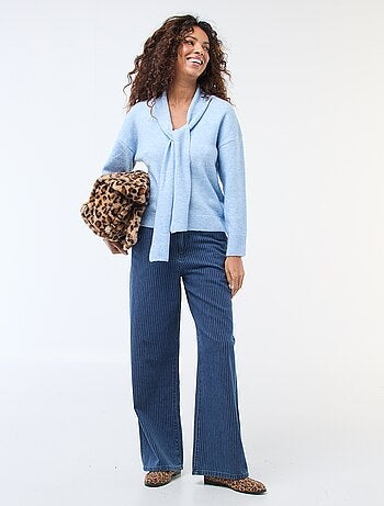 Camisola de malha com cachecol de malha grossa