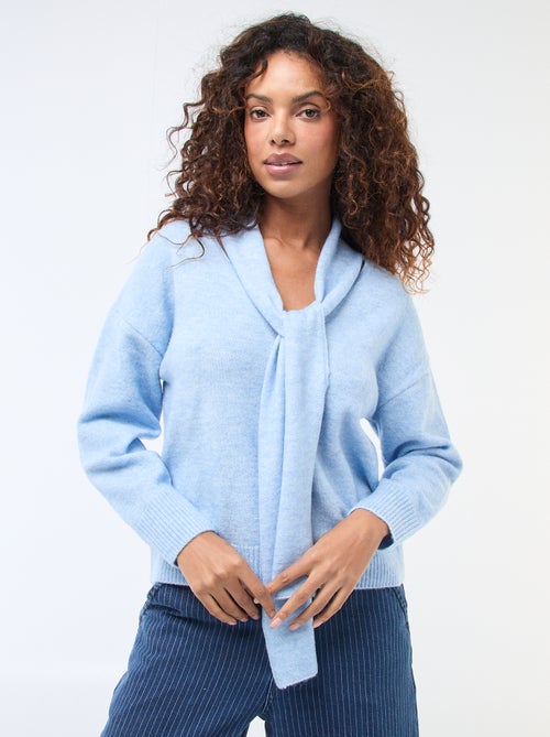 Camisola de malha com cachecol de trama grossa - Kiabi