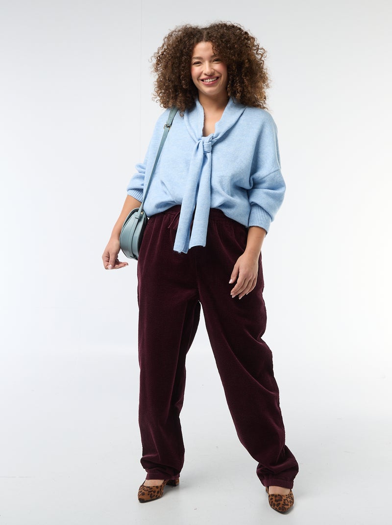 Camisola de malha com cachecol integrado Azul - Kiabi