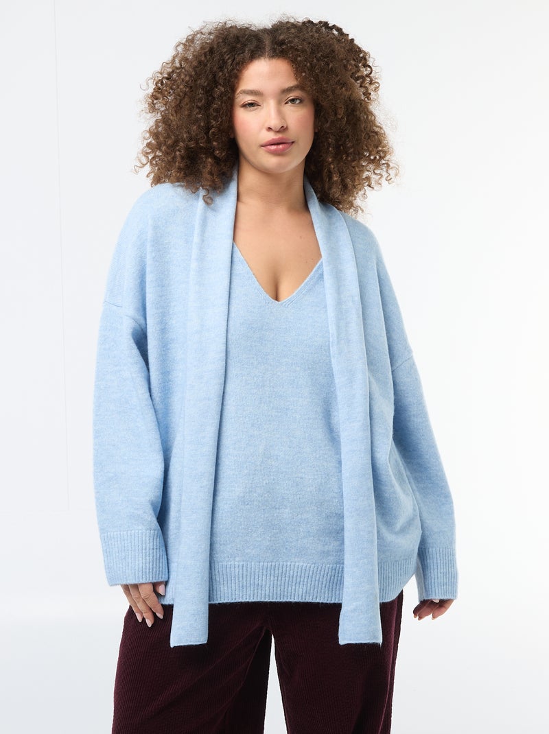 Camisola de malha com cachecol integrado Azul - Kiabi