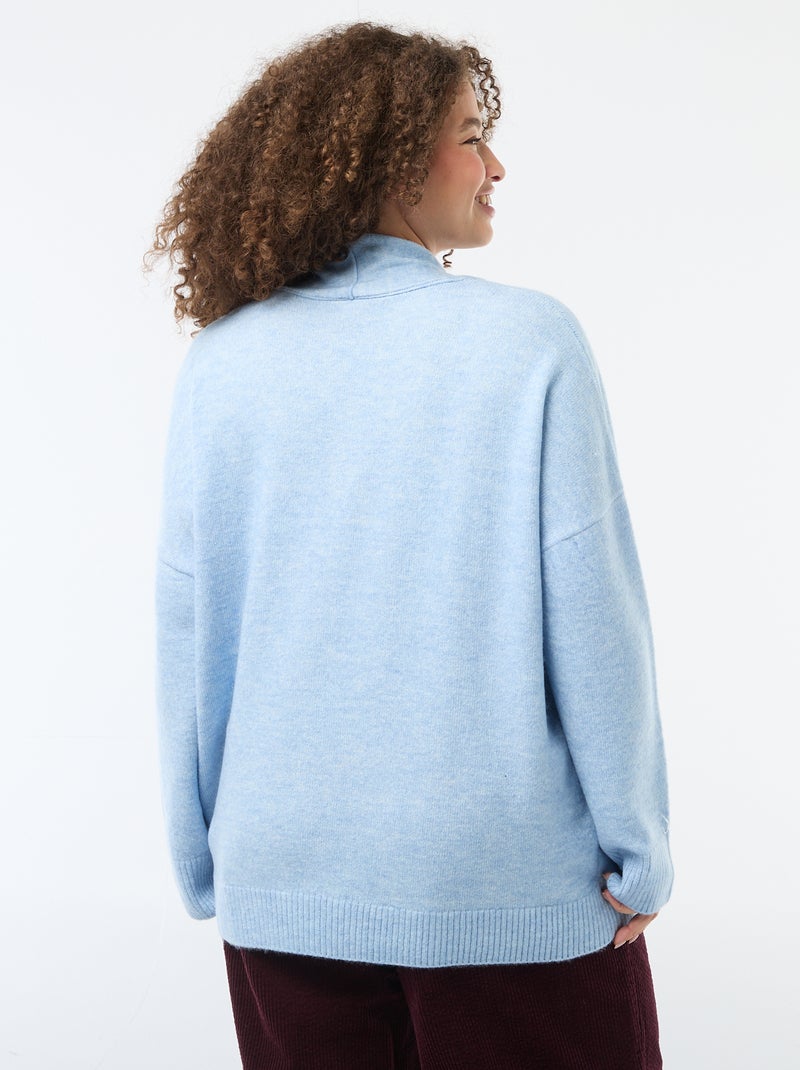 Camisola de malha com cachecol integrado Azul - Kiabi