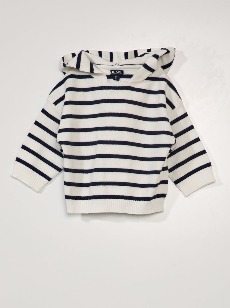 Camisola de malha com capuz BRANCO - Kiabi