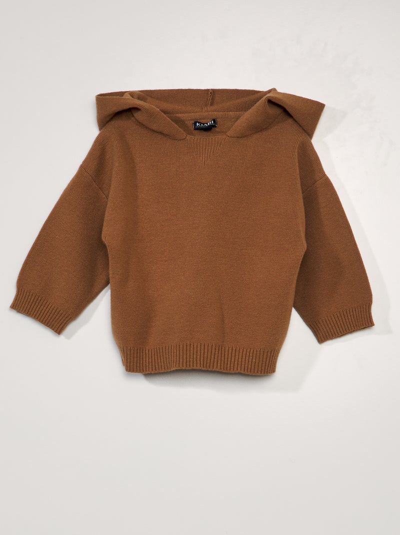 Camisola de malha com capuz CASTANHO - Kiabi