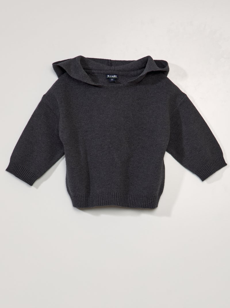Camisola de malha com capuz CINZA - Kiabi