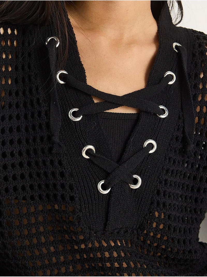 Camisola de malha com capuz lucci Preto - Kiabi