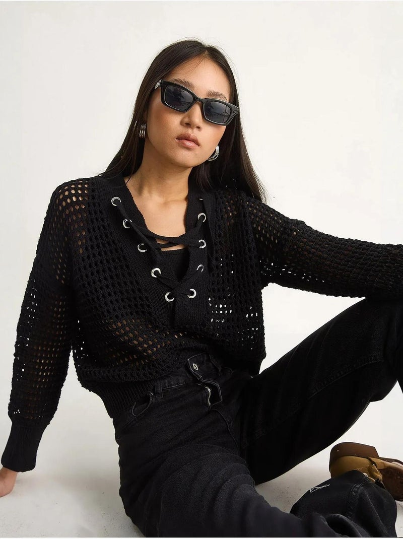 Camisola de malha com capuz lucci Preto - Kiabi