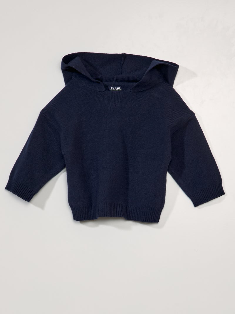 Camisola de malha com capuz PRETO - Kiabi