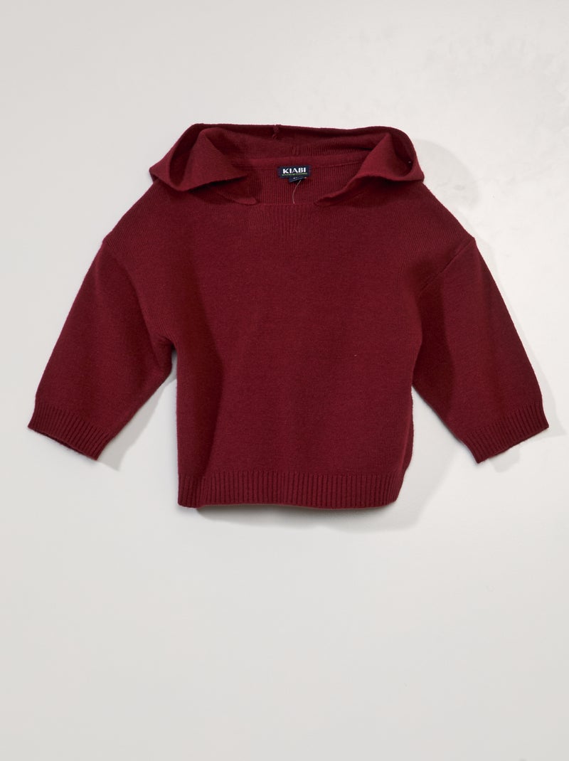 Camisola de malha com capuz VERMELHO - Kiabi
