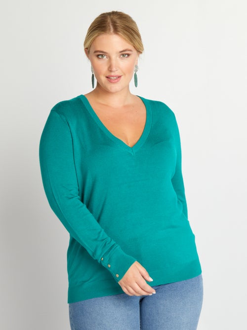 Camisola de malha com decote em bico - Kiabi